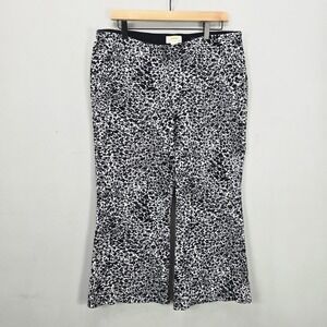 Maeve Anthropologie The Margot Pants 1X Black White Pull On Cropped Kick Flared